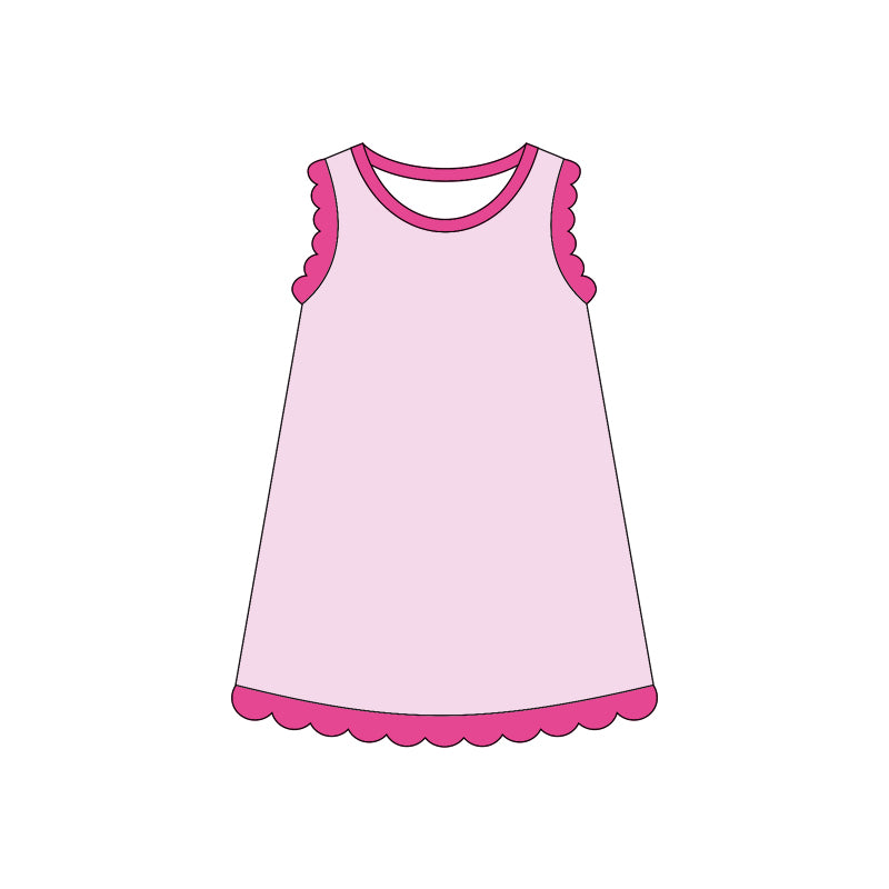 GSD4052 Preorder Baby Girls Sleeveless Scallop Knee Length Dresses