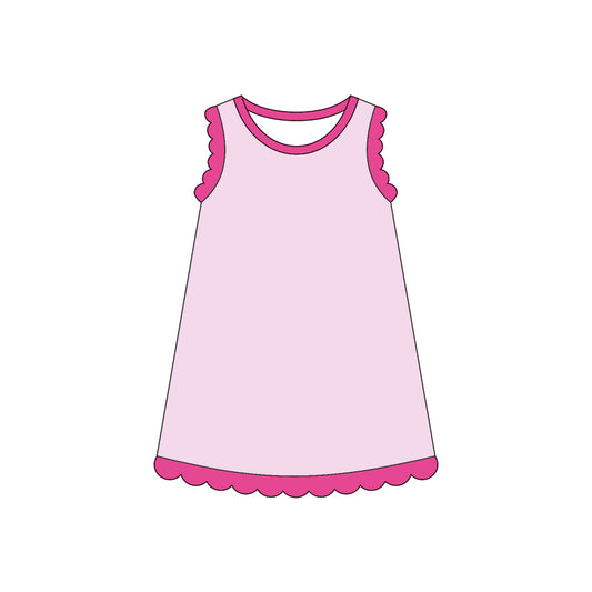 GSD4052 Preorder Baby Girls Sleeveless Scallop Knee Length Dresses