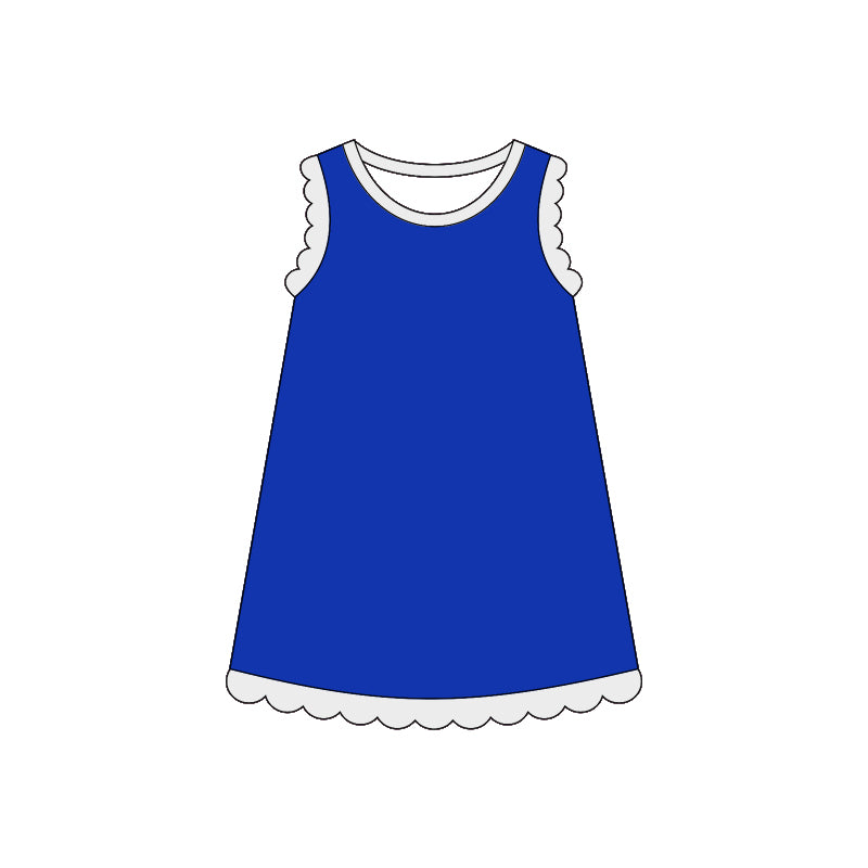 GSD4053 Preorder Baby Girls Sleeveless Scallop Knee Length Dresses
