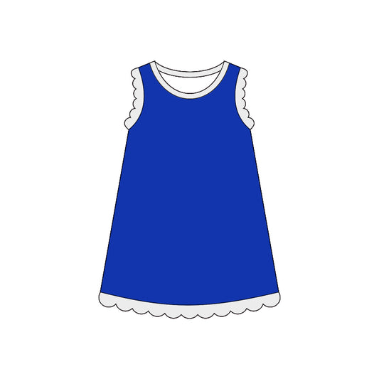 GSD4053 Preorder Baby Girls Sleeveless Scallop Knee Length Dresses