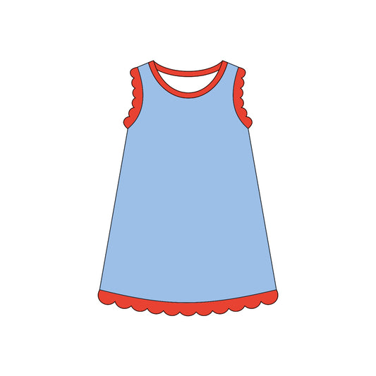 GSD4054 Preorder Baby Girls Sleeveless Scallop Knee Length Dresses