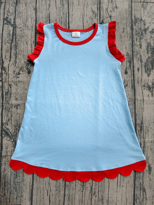 GSD4054 Preorder Sample Baby Girls Sleeveless Scallop Knee Length Dresses