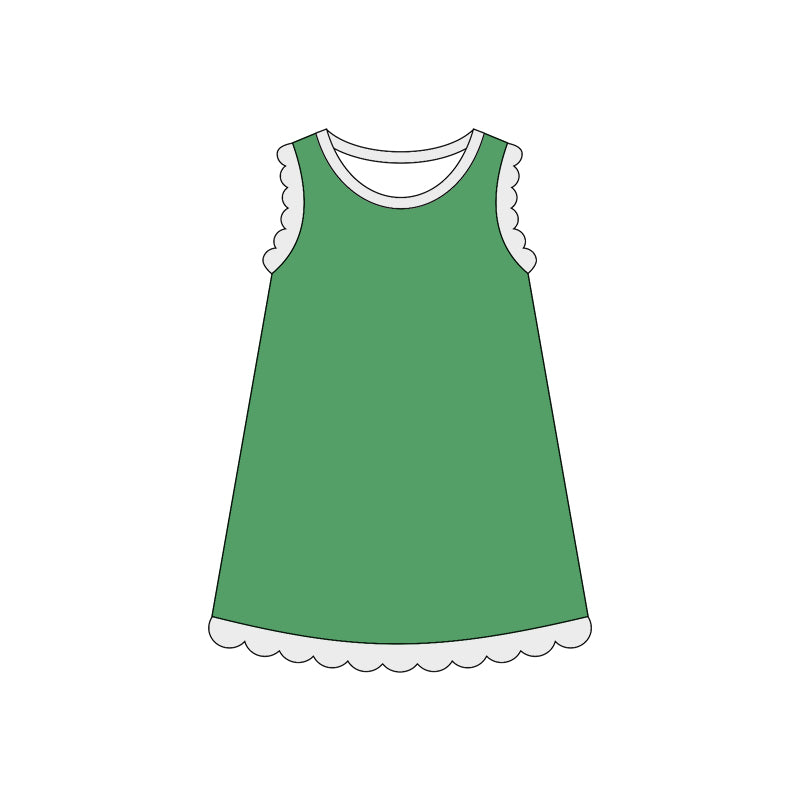 GSD4055 Preorder Baby Girls Sleeveless Scallop Knee Length Dresses