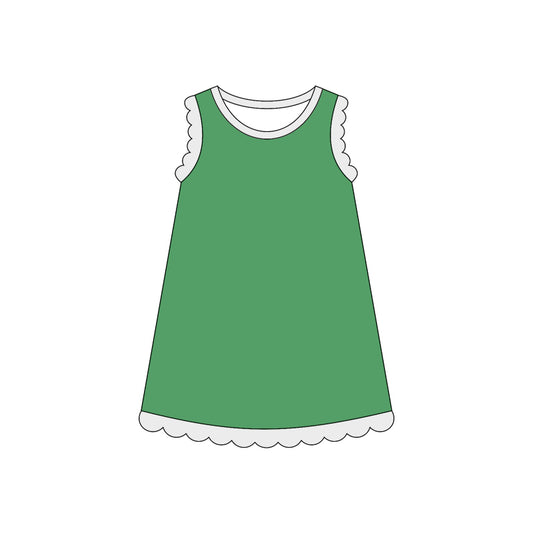 GSD4055 Preorder Baby Girls Sleeveless Scallop Knee Length Dresses