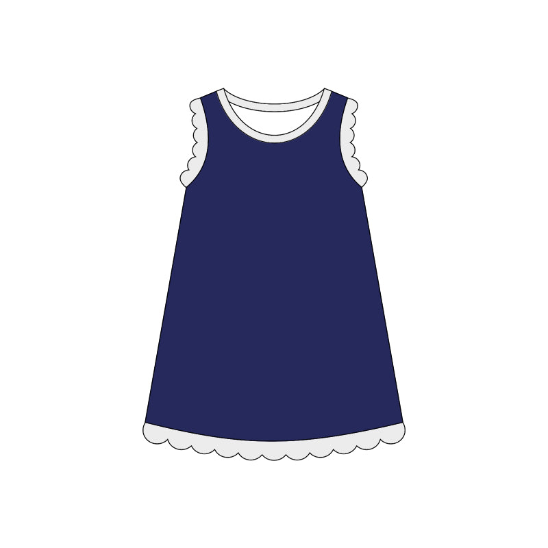 GSD4056 Preorder Baby Girls Sleeveless Scallop Knee Length Dresses