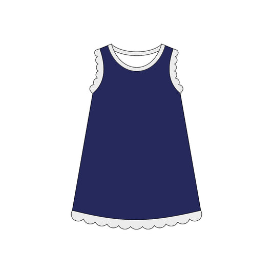 GSD4056 Preorder Baby Girls Sleeveless Scallop Knee Length Dresses