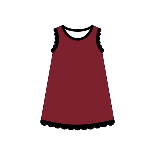 GSD4058 Preorder Baby Girls Sleeveless Scallop Knee Length Dresses