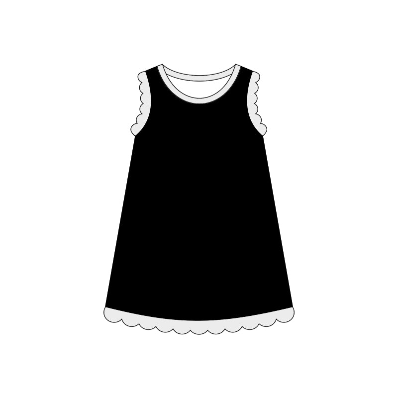 GSD4059 Preorder Baby Girls Sleeveless Scallop Knee Length Dresses