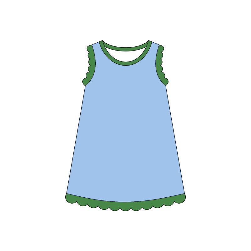 GSD4060 Preorder Baby Girls Sleeveless Scallop Knee Length Dresses