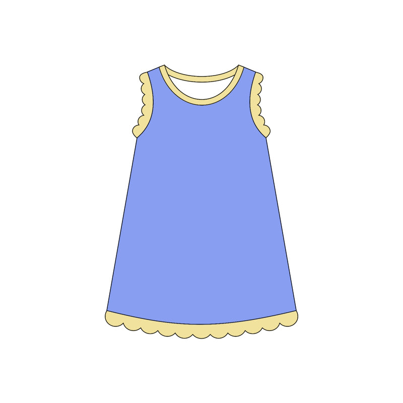 GSD4061 Preorder Baby Girls Sleeveless Scallop Knee Length Dresses