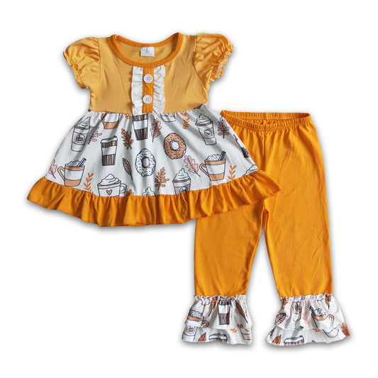 8.25 GSPO0123 girls clothing long sleeve long pants baby girl outfit milk silk cartoon print
