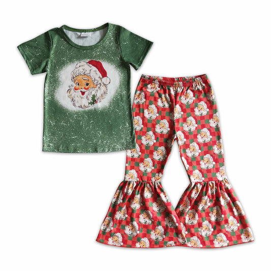 10.18 GSPO0182 kids clothing Girls Christmas Short Sleeve Top with pants Santa Claus