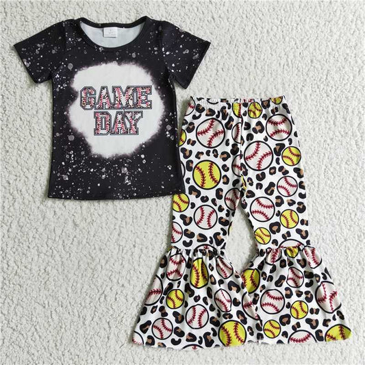 GSPO0214 Baby Girls Game Day Softball Bell Pants Sets