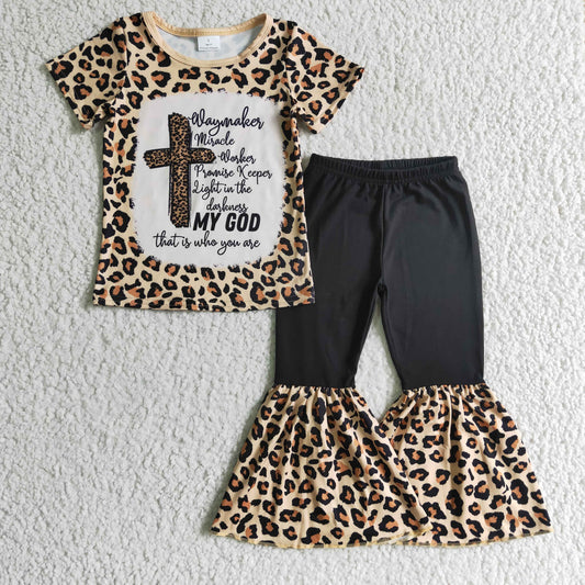 GSPO0218 Baby Girl Leopard Cross Clothes Sets