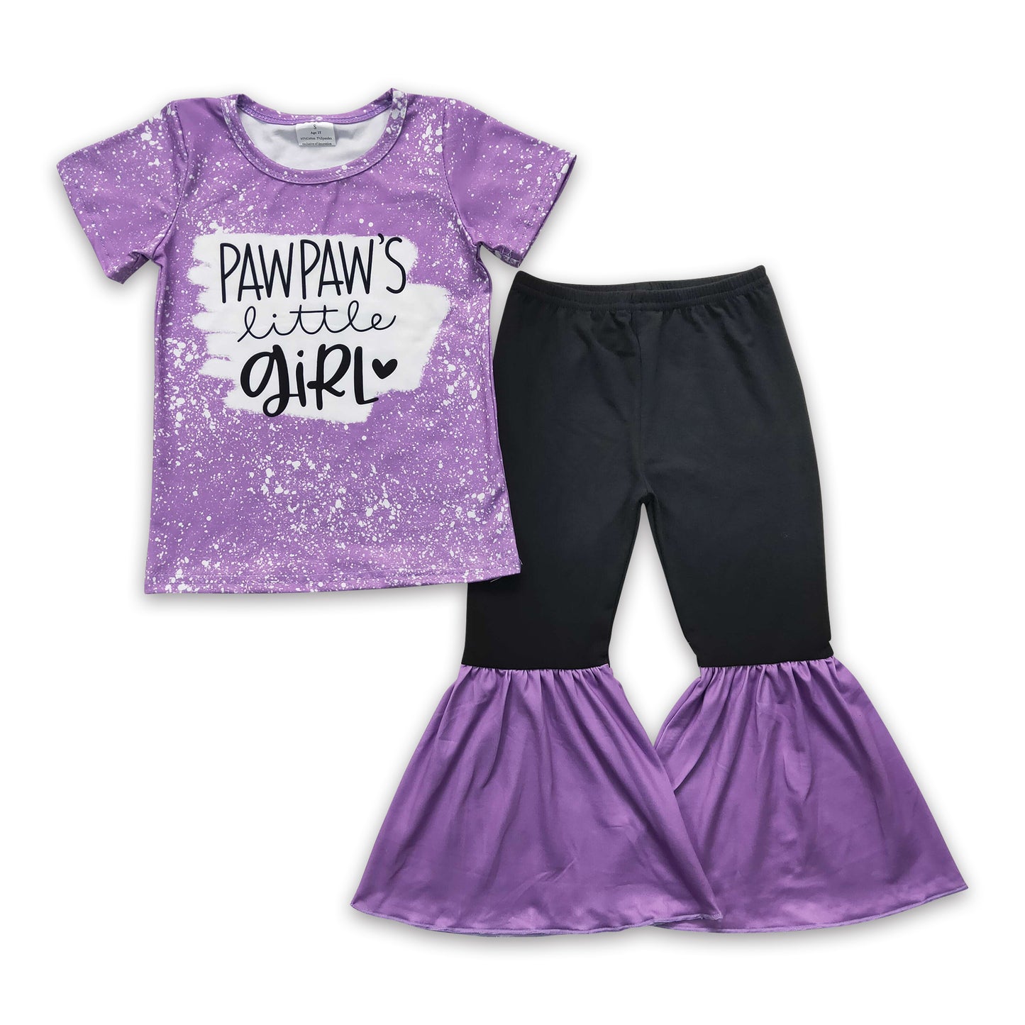 7.24 RTS NO MOQ（In Stock) GSPO0244 Kids Clothing Girls Short Sleeve Top And Long Pants Letter Print