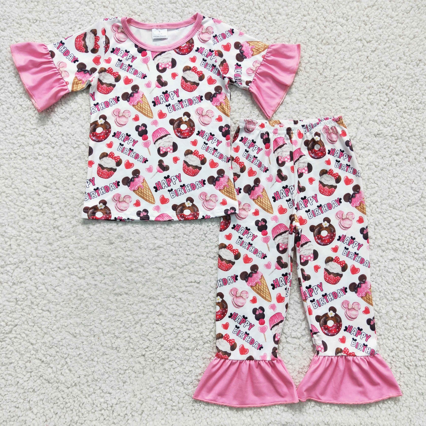 GSPO0306 Baby Girls Birthday Cake Pajamas Pants Sets