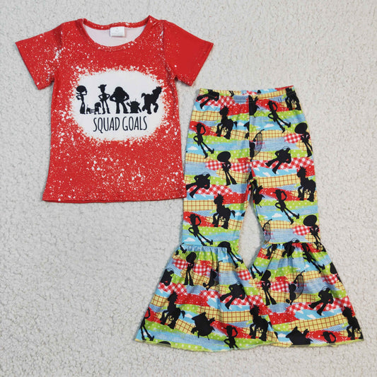 GSPO0337 Baby Girls Cartoon Red Bell Pants Sets