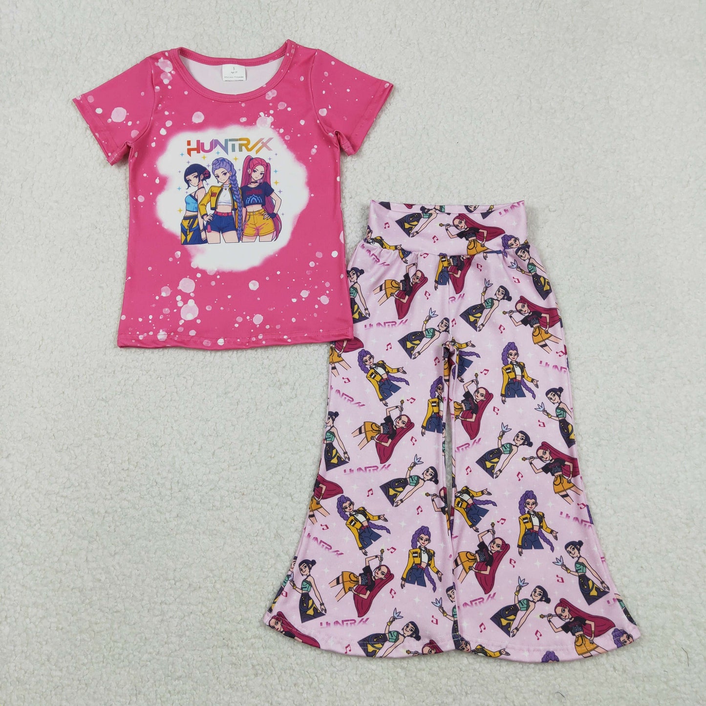 12/18m-14/16t Sibling Baby Girls clothes kpop short sleeve Top Flare Pants Clothes Sets