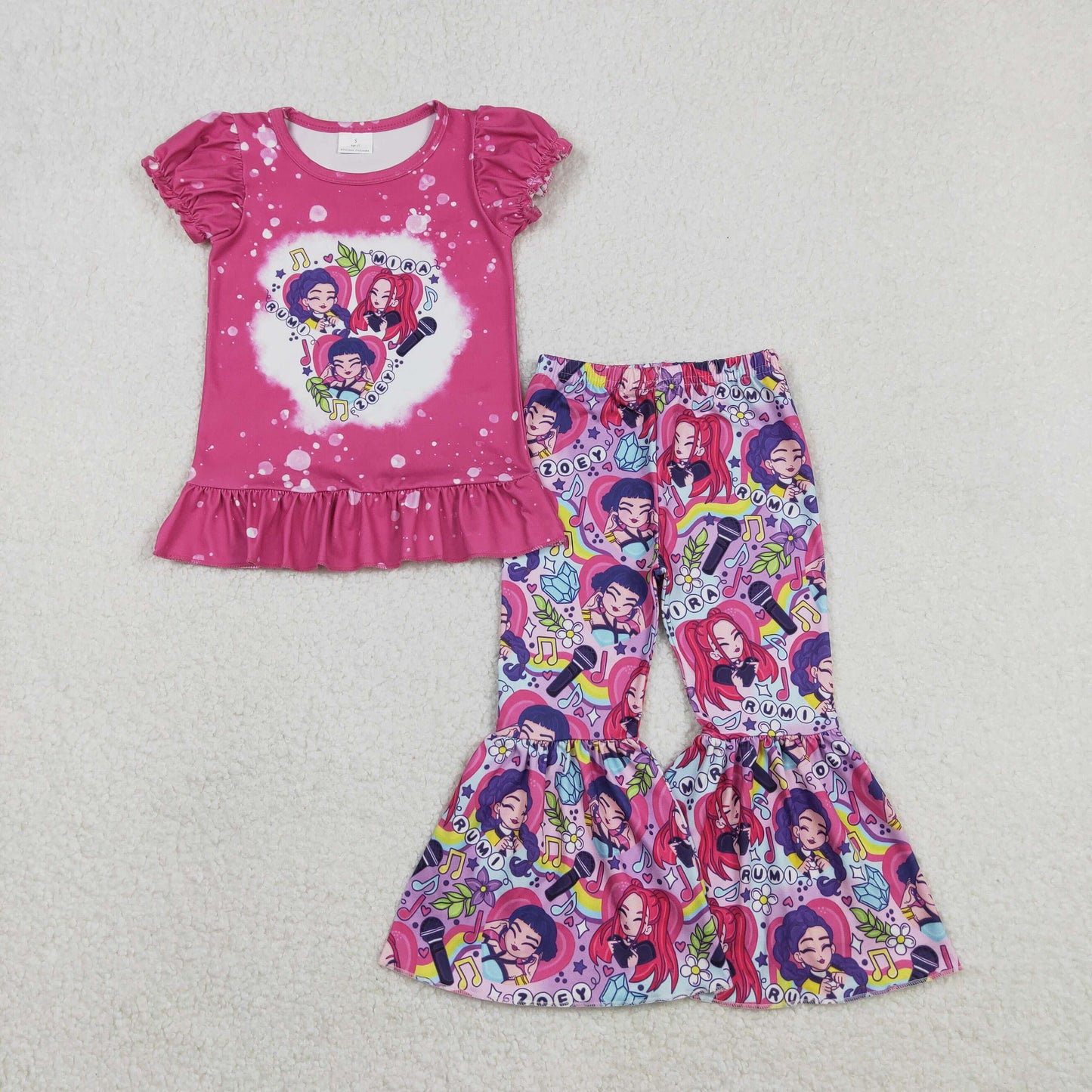 12/18m-14/16t Sibling Baby Girls clothes kpop short sleeve Top Flare Pants Clothes Sets
