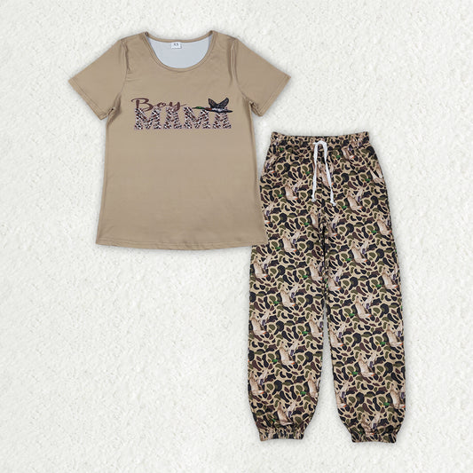 RTS NO MOQ（In Stock) GT1512+P1004 Adult Women's Mama Camouflage Duck Short-Sleeve Top Pants set-GSPO2231