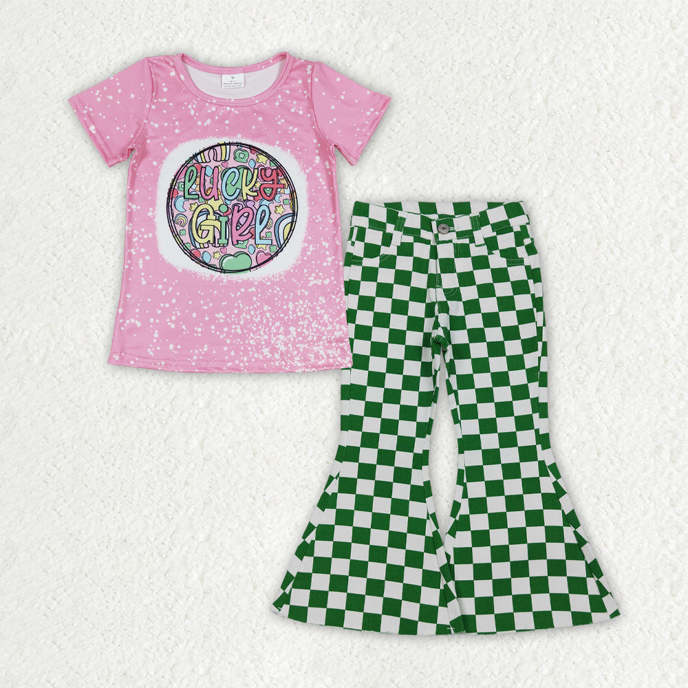 RTS NO MOQ（In Stock) GT0375+P0841 short-sleeved top jeans pants set-GSPO2288