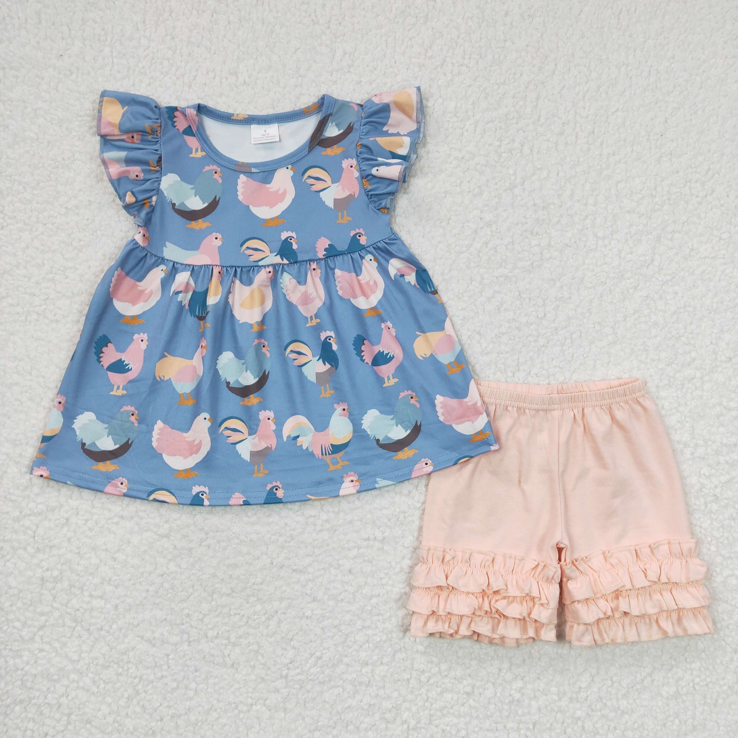 GSSO0168 Baby Girls Chicken Summer Shorts Sets