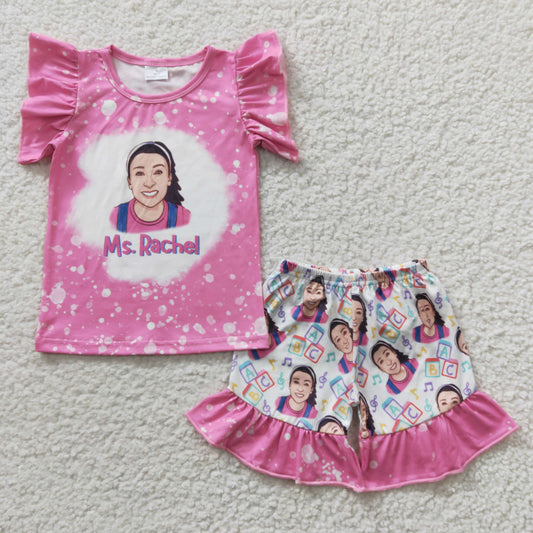 GSSO0265 Baby Girls Pink Teacher Summer Shorts Sets