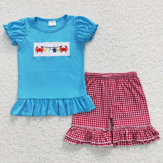 GSSO0274 Baby Girls Crab Summer Shorts Sets