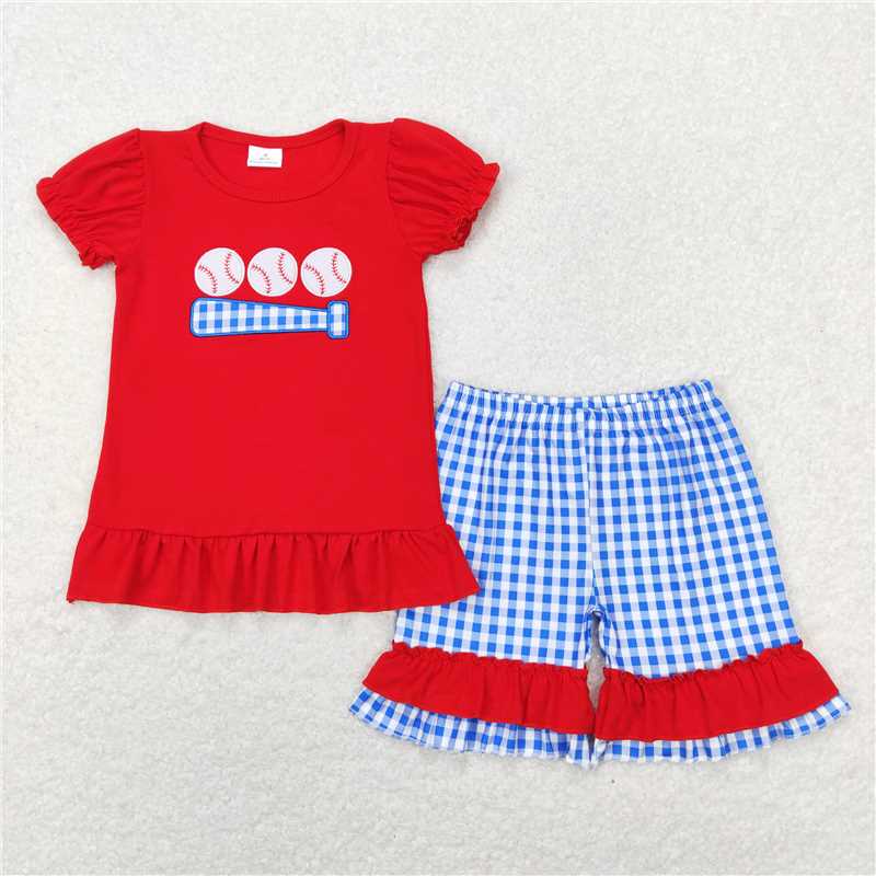 Baby Boy and Girl Outfits Kids Romper Baseball Embroidery Designs Sibling Clothing