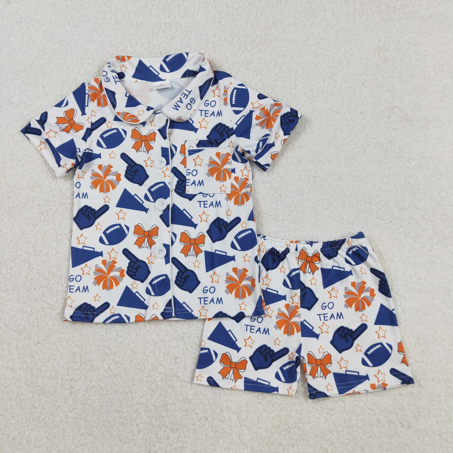 Sibling baby girl clothes Football Bow Pattern short sleeve shorts sets