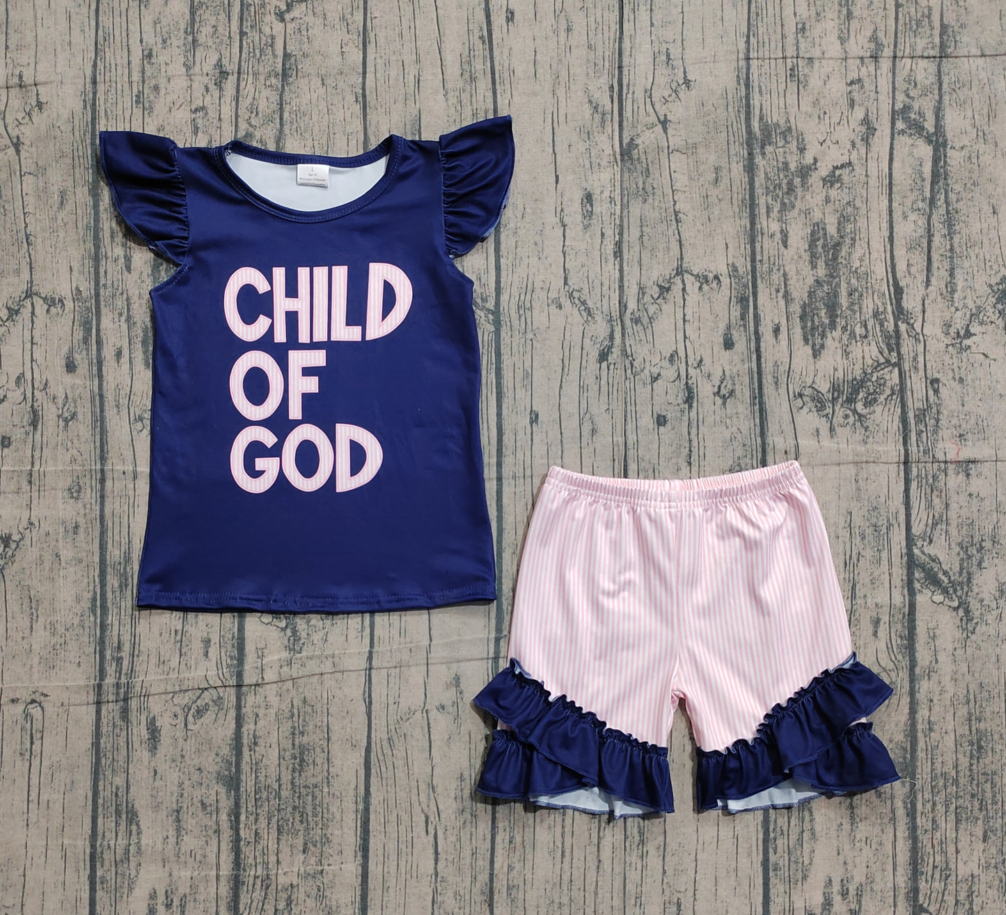 GSSO2933 pre-order baby girl clothes child of god print toddler girl summer outfit-26.1.14
