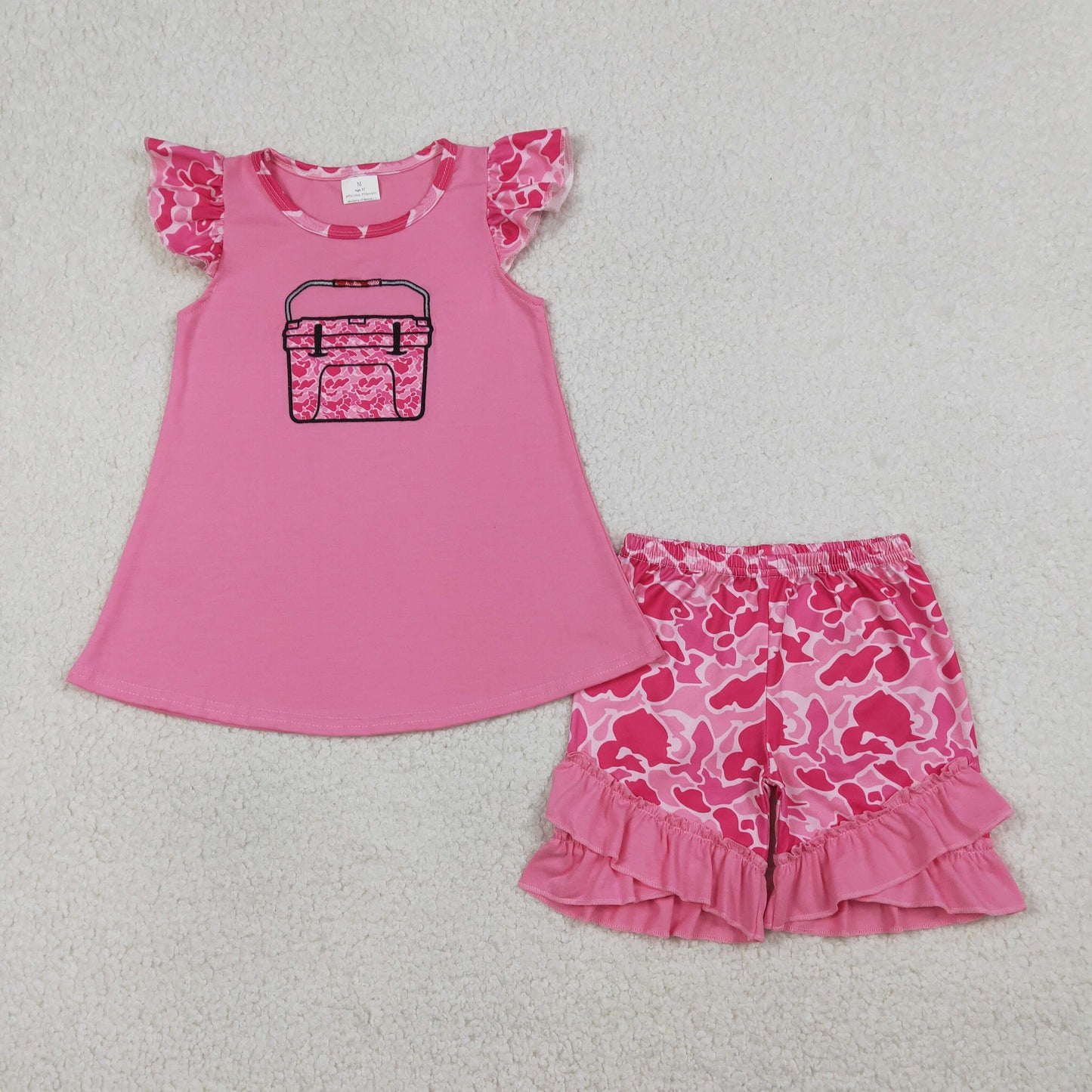 Sibling Baby girl boy clothes Embroidery camouflage short sleeve shorts sets and Rompers