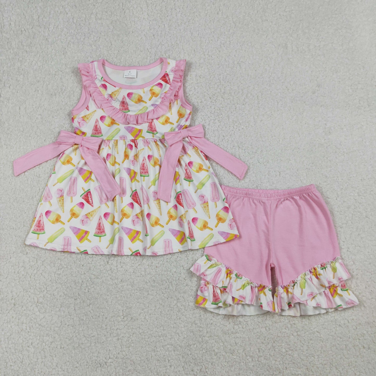 Sibling Baby Girls clothes ice cream short sleeve shorts Clothes Sets and Dresses