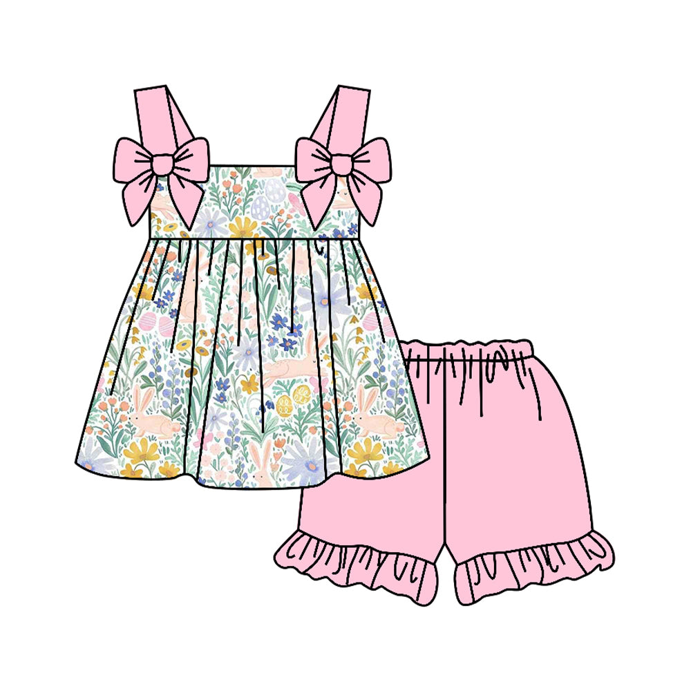 Pre-order no moq GSSO3112 pre-order baby girl clothes bunny floral sleeveless shorts summer outfit-26.1.1