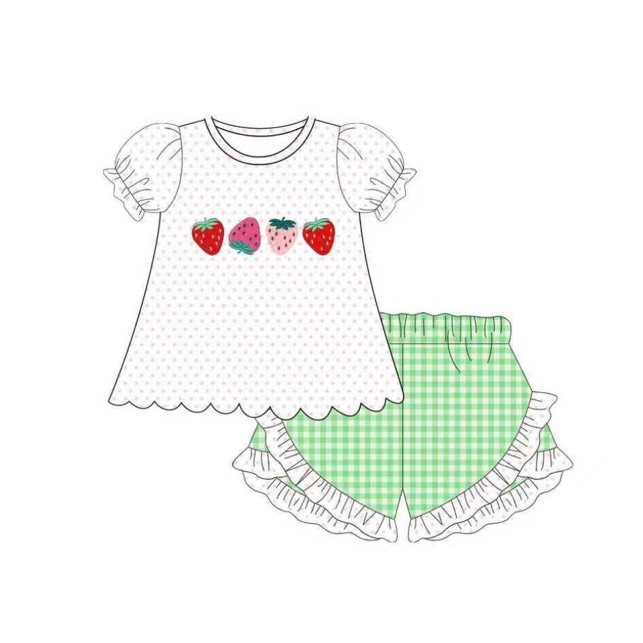 Pre-order no moq GSSO3113 pre-order baby girl clothes strawberry short sleeve shorts summer outfit-26.1.1