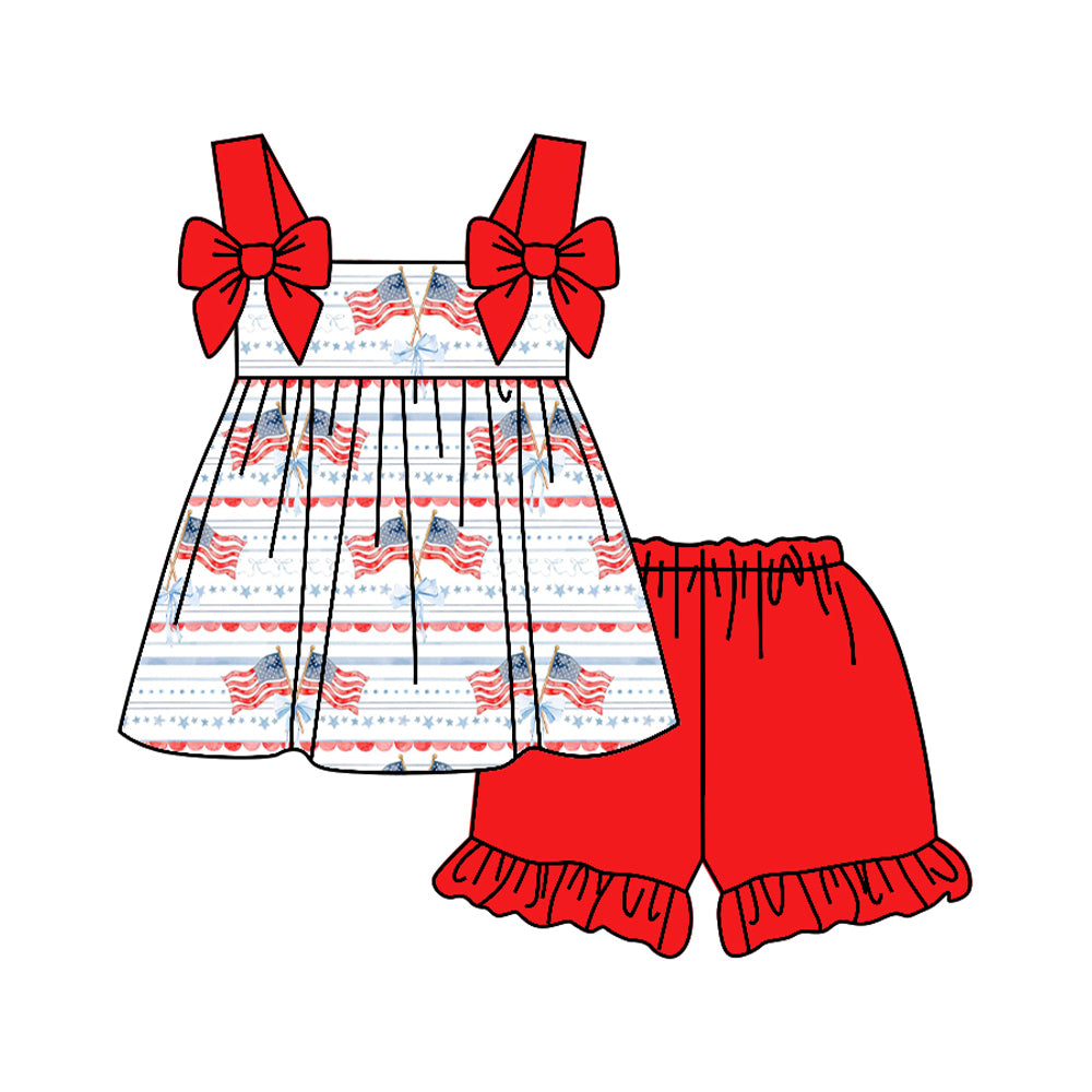 Pre-order no moq GSSO3117 pre-order baby girl clothes flag sleeveless shorts summer outfit-26.1.1