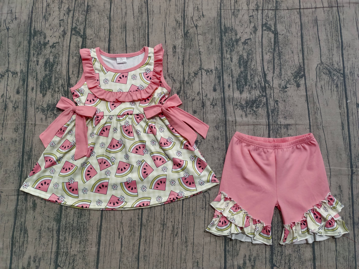 Pre-order no moq GSSO3118 pre-order baby girl clothes watermelon floral sleeveless shorts summer outfit-26.1.20
