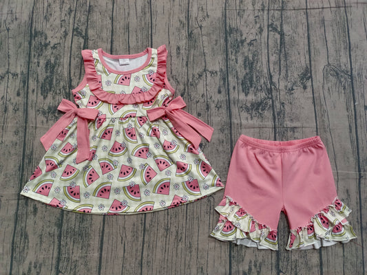 Pre-order no moq GSSO3118 pre-order baby girl clothes watermelon floral sleeveless shorts summer outfit-26.1.20