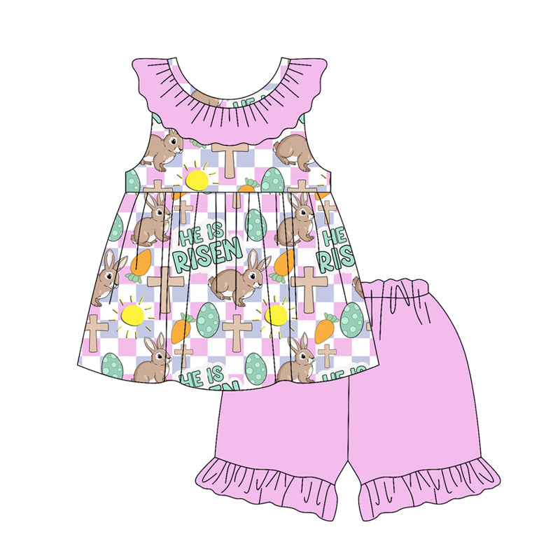 Pre-order no moq GSSO3119 pre-order baby girl clothes easter sleeveless shorts summer outfit-26.1.2