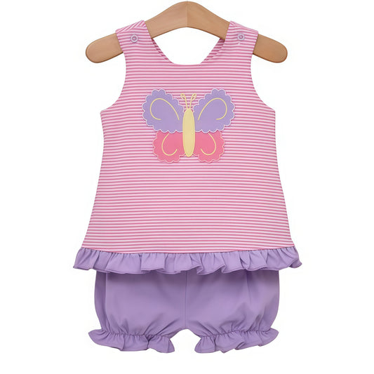 Pre-order no moq GSSO3138 pre-order baby girl clothes butterfly sleeveeless shorts summer outfit-26.1.6