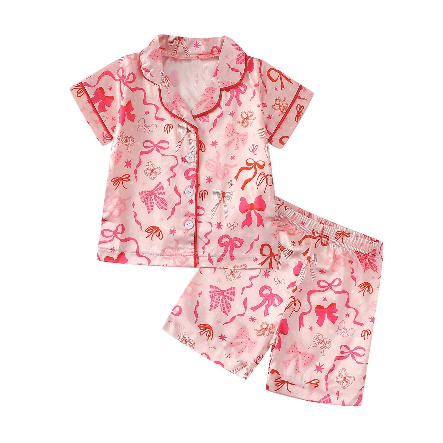 Pre-order no moq GSSO3143 pre-order baby girl clothes bow pink short sleeve shorts summer outfit-26.1.7