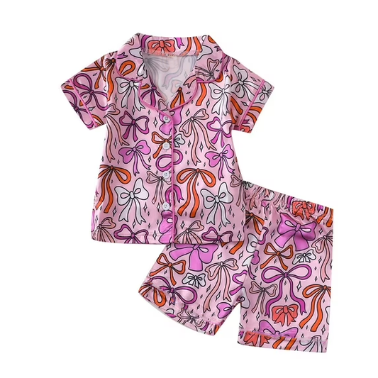 Pre-order no moq GSSO3144 pre-order baby girl clothes bow short sleeve shorts summer outfit-26.1.7