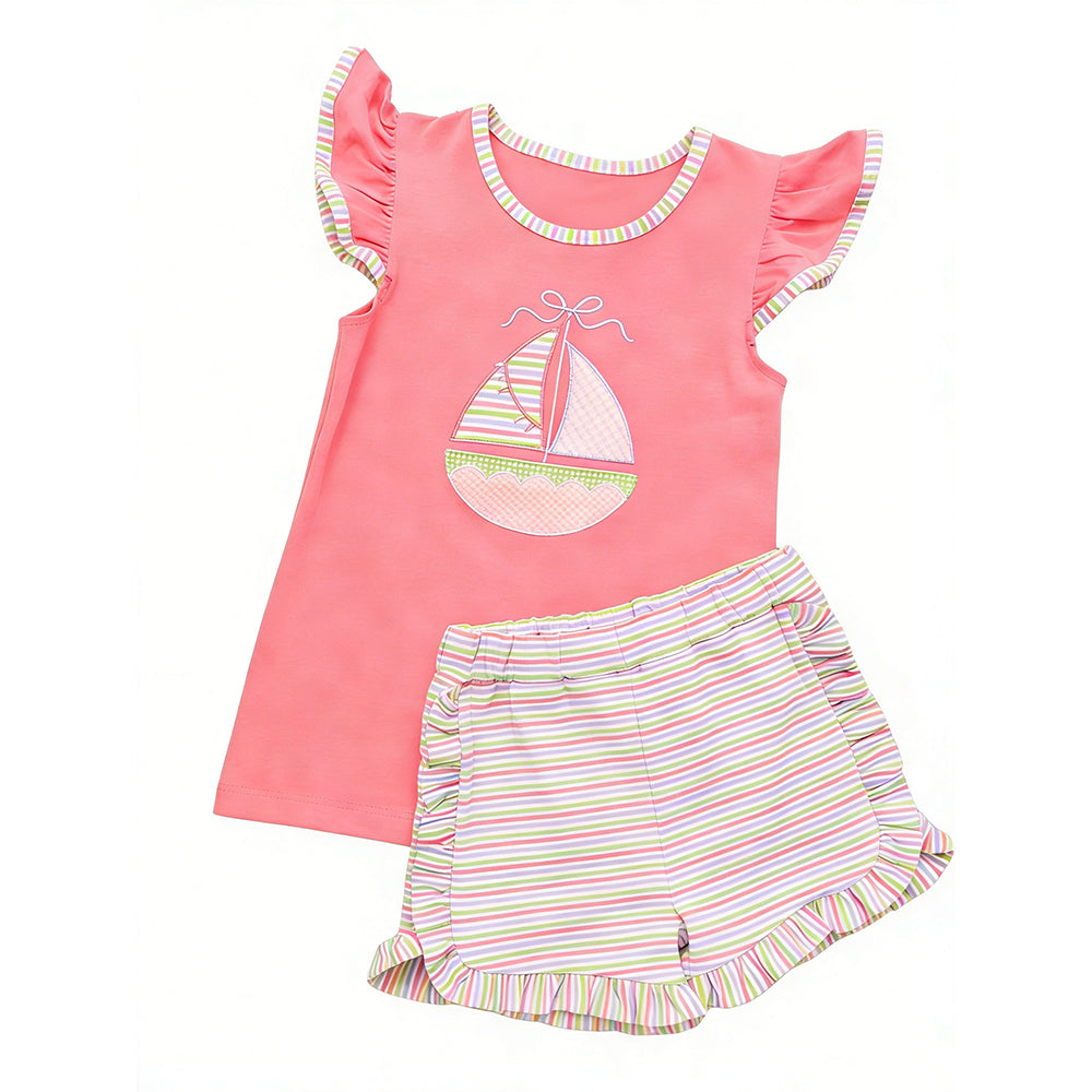 Pre-order no moq GSSO3155 pre-order baby girl clothes boat flying sleeve shorts summer outfit-26.1.8