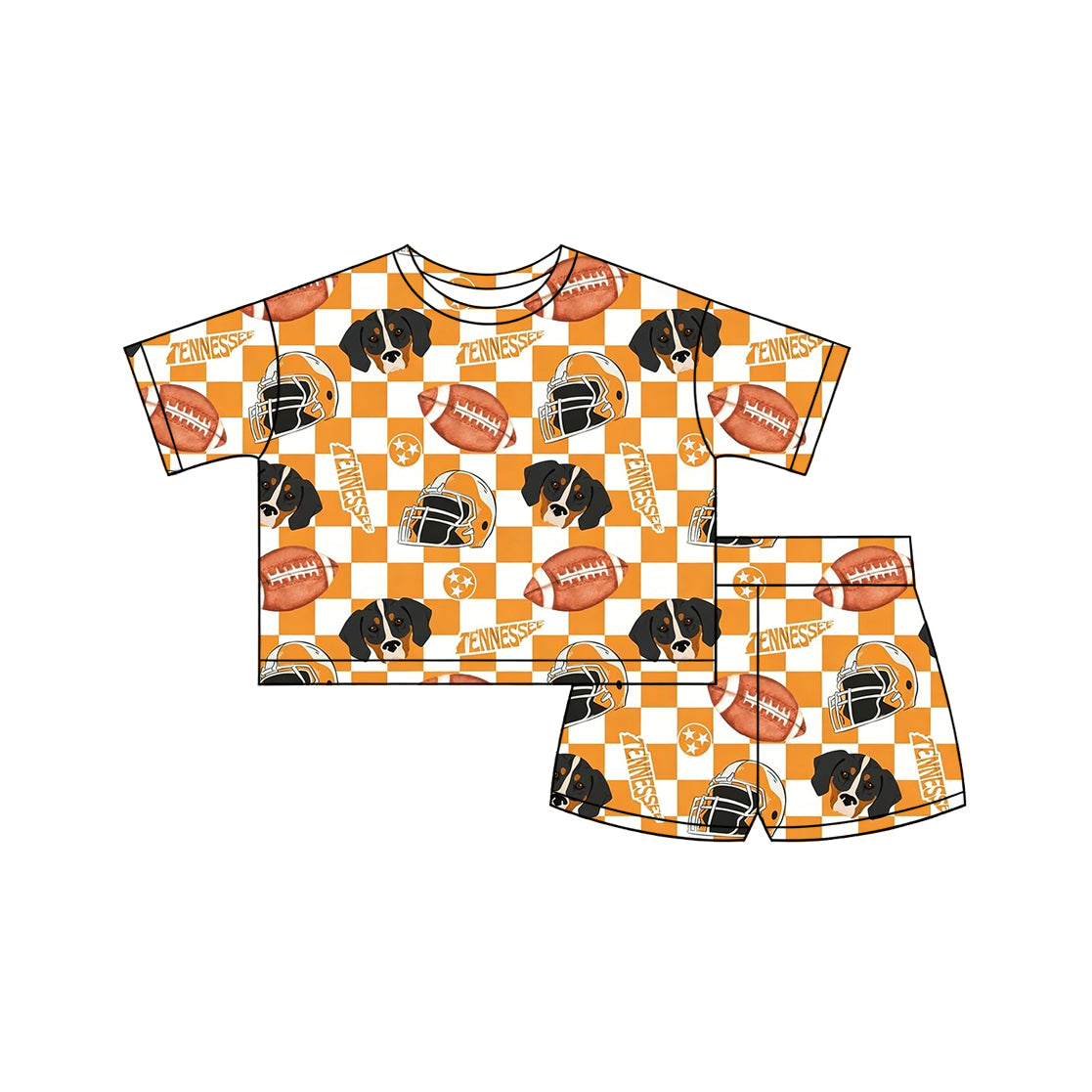 Pre-order no moq GSSO3161 pre-order baby girl clothes team orange short sleeve shorts summer outfit-26.1.9
