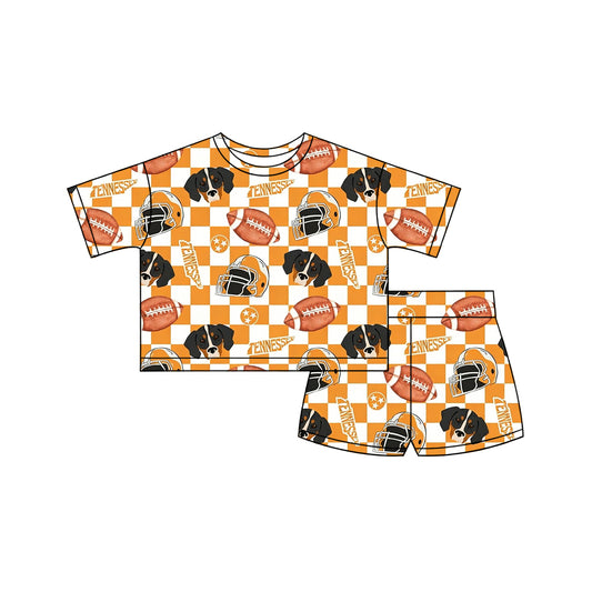 Pre-order no moq GSSO3161 pre-order baby girl clothes team orange short sleeve shorts summer outfit-26.1.9