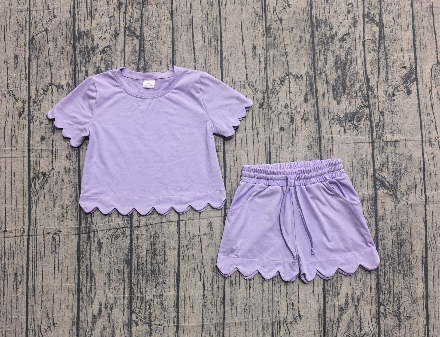 Pre-order no moq GSSO3171 pre-order baby girl clothes purple short sleeve shorts summer outfit-26.1.17