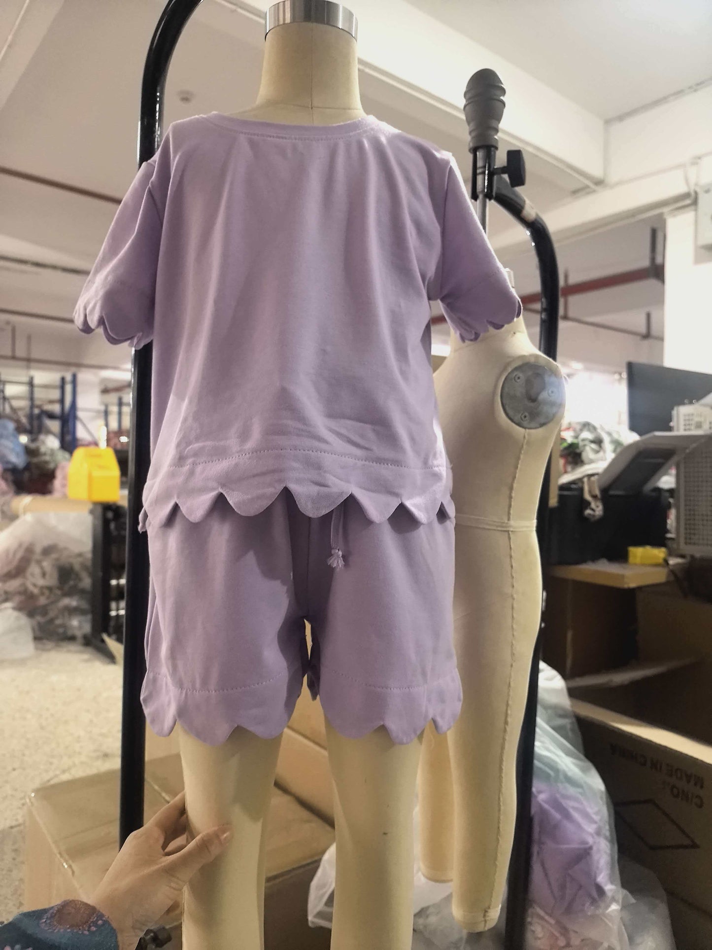 Pre-order no moq GSSO3171 pre-order baby girl clothes purple short sleeve shorts summer outfit-26.1.17