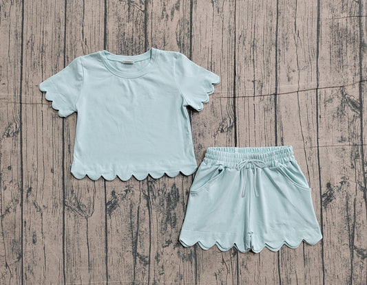 Pre-order no moq GSSO3174 pre-order baby girl clothes sky blue short sleeve shorts summer outfit-26.1.22