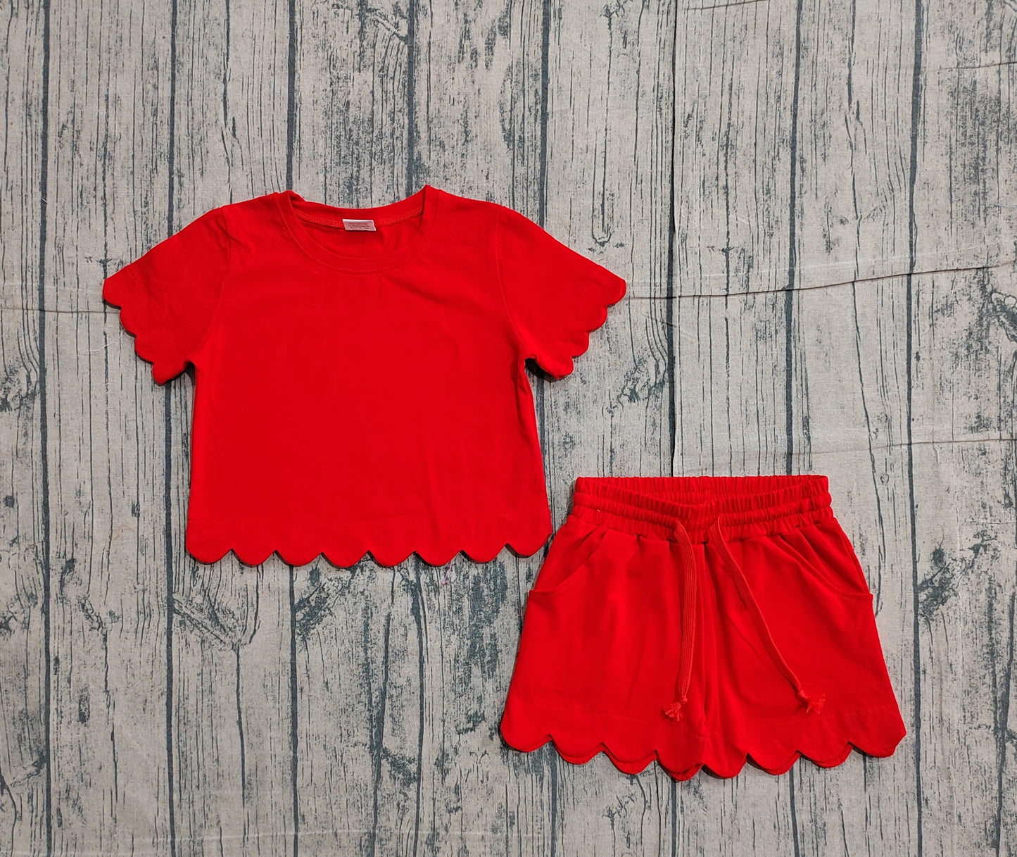 Pre-order no moq GSSO3177 pre-order baby girl clothes red short sleeve shorts summer outfit-26.1.22