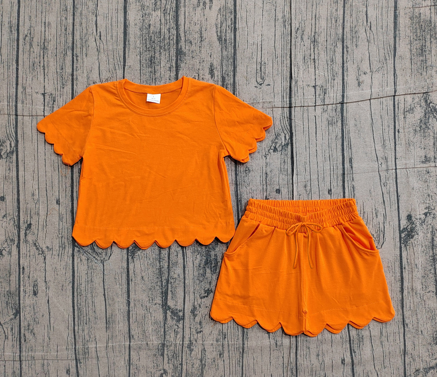 Pre-order no moq GSSO3178 pre-order baby girl clothes orange short sleeve shorts summer outfit-26.1.22